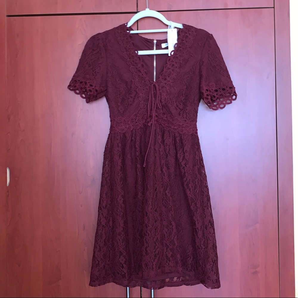 Burgundy mini skater dress size Small